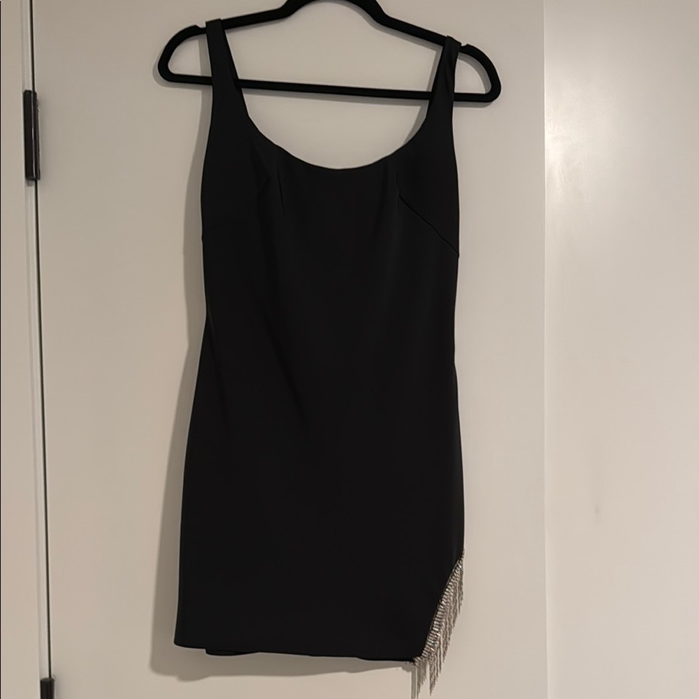 Elegant Black Dress with Fringe Detail